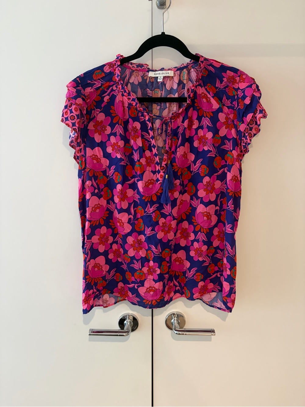 Rose & Olive Purple and Pink Floral Tie-Front Blouse